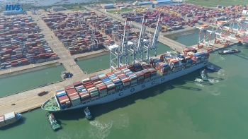 The first COSCO container vessel arrives at CMIT terminal with HVS <span class=